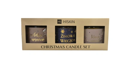 HISKIN zestaw świec sojowych Zapach Świąt + Pierwsza Gwiazdka + Magiczny Nastrój 3x100ml