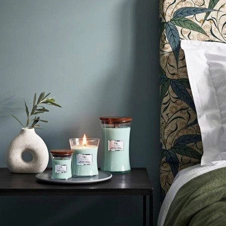 WOODWICK PlusWick mała świeca w słoiku SAGEWOOD & SEAGRASS 85g