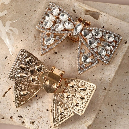 ECARLA klipsy do butów z kryształkami, cyrkoniami Kokardki KDB50 2szt