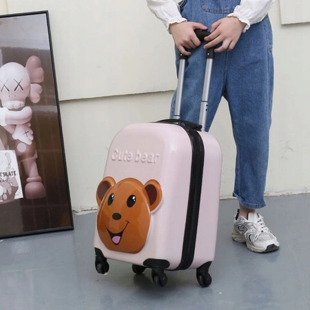 ECARLA walizka kabinowa dla dzieci Cute Bear Różowa WP05