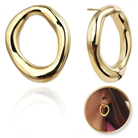 ECARLA kolczyki ze stali szlachetnej platerowane 14k Koła KST3382