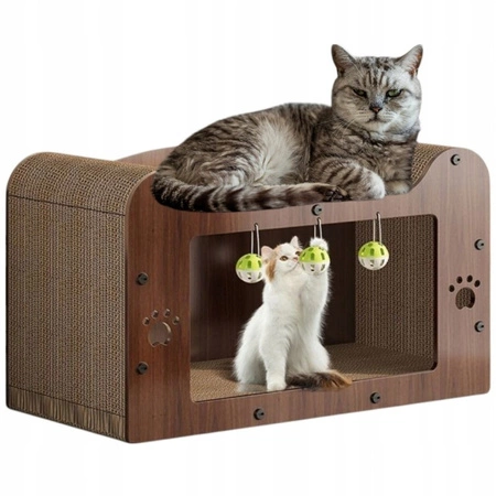 ECARLA drapak dla kota legowisko drewniano jutowe 47x22x27cm KOT25