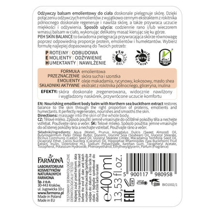FARMONA my Bio emolientowy balsam do ciała odżywczy Rokitnik północny 400ml