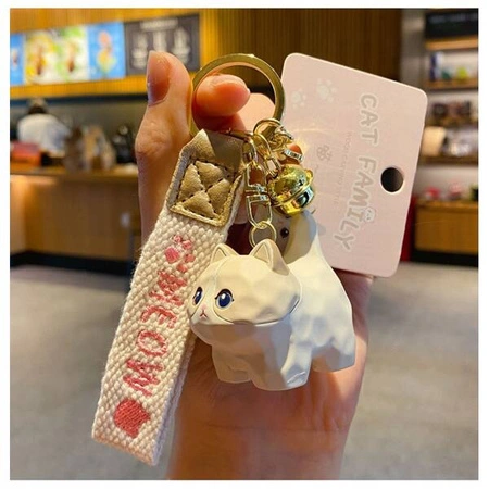 ECARLA brelok do kluczy KOT Biały Kotek BRL279