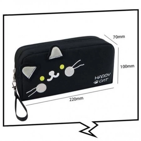 ECARLA piórnik wielofunkcyjny dwukomorowy Happy Cat Czarny PR12