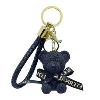 ECARLA brelok do kluczy Miś z kokardką Czarny BRL351CZ