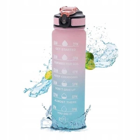 ECARLA butelka na wodę z miarką 1l Ombre Róż z miętą BD14