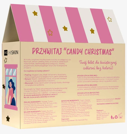 HISKIN Candy Christmas zestaw (peeling + balsam + błyszczyk do ust) Cukiernia 3x10g