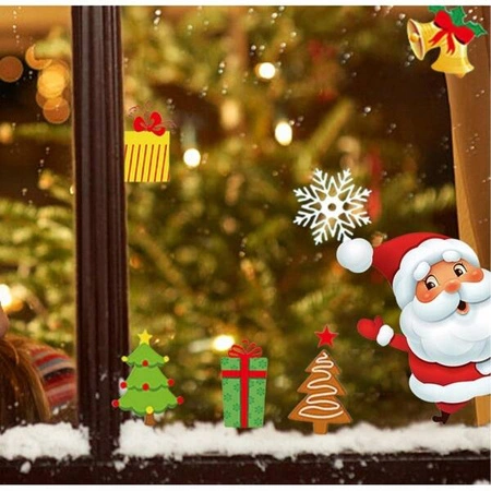 ECARLA naklejki na szybę świąteczne kolorowe 1 arkusz 20x30cm NKD16