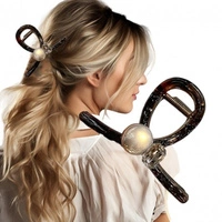 ECARLA spinka do włosów z Perłą i kryształkiem 8x5,5cm Czarna SP367