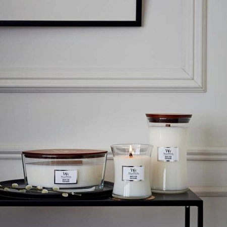 WOODWICK PlusWick duża świeca w słoiku WHITE TEAK 609,5g