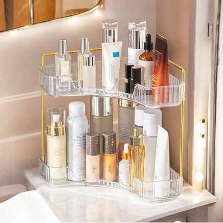 ECARLA organizer do łazienki narożny ryflowany 2 poziomy CB51