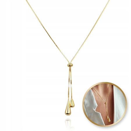 ECARLA naszyjnik ze stali szlachetnej pozłacanej KROPLE zwisające NST2158