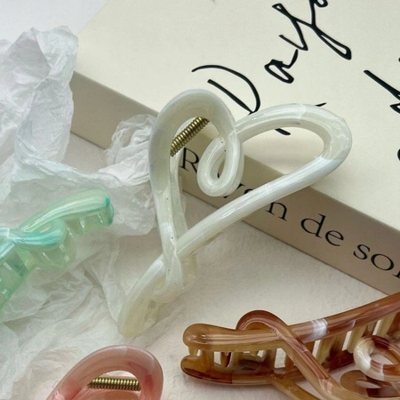 ECARLA spinka do włosów XL Serce perłowa 12x5cm Biała SP373