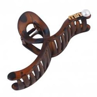 ECARLA spinka-klamra do włosów z perłą 13x6cm Panterka SP354PAN