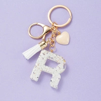 ECARLA brelok do kluczy LITERKA R biała z serca BRL329R