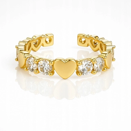 ECARLA pierścionek ze stali chirurgicznej platerowanej złotem PST970