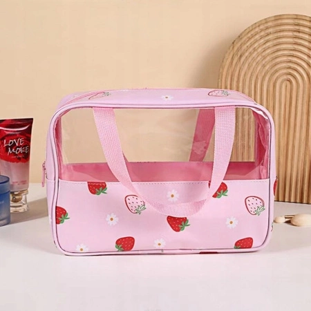 ECARLA kosmetyczka kuferek rozmiar M 31x10x20cm Truskawki KS148