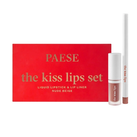 PAESE The Kiss Lips zestaw konturówka i pomadka w płynie 01 Nude Beige 