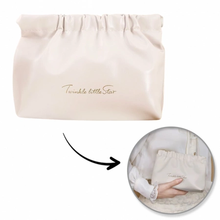 ECARLA saszetka z ekooskóry na kosmetyki, wkładki M 16x12cm Krem KS145B