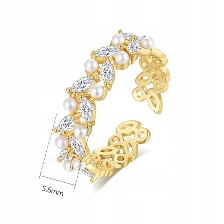 ECARLA pierścionek ze stali chirurgicznej platerowanej złotem PST934