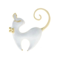 ECARLA broszka emaliowana Biały Kotek BZ206