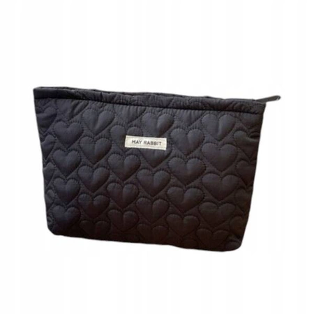 ECARLA kosmetyczka jednokomorowa pikowana Serca Czarna KS120CZ