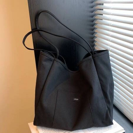 ECARLA torba materiałowa minimalistyczna duża Czarna TP15CZ