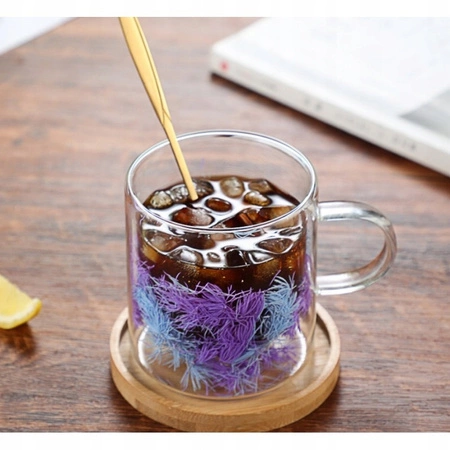 ECARLA szklanka termiczna z podwójnym dnem i rośinami 250ml Fiolet SZK134