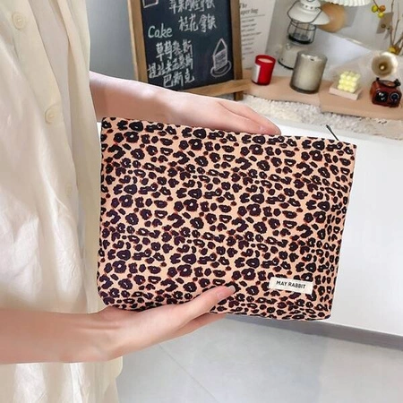 ECARLA kosmetyczka jednokomorowa materiałowa Panterka Brązowa KS119BR