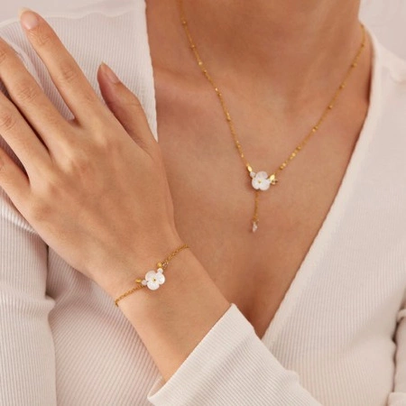 ECARLA bransoletka na rękę ze stali chirurgicznej pozłacanej KWIAT BST1516