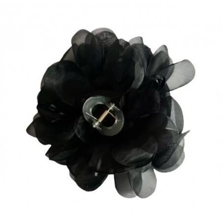 ECARLA klamra do włosów tiulowa z perełkami Kwiat Czarna SP323CZ