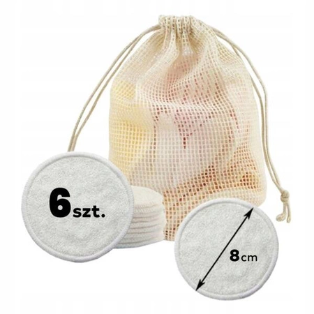 ECARLA płaki do demakijażu wielorazowe bambusowe 8cm AK01 6szt