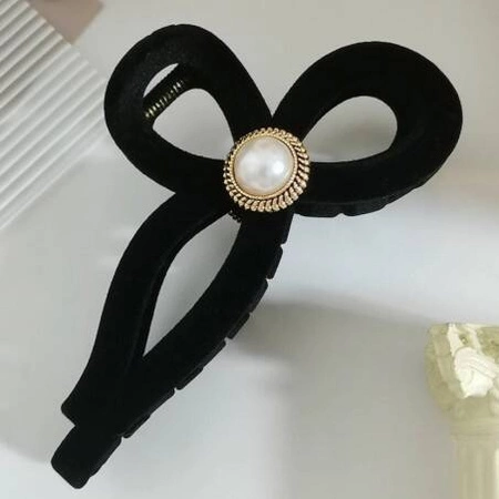 ECARLA spinka-klamra do włosów Vintage Velvet Czarna z perłą SP336