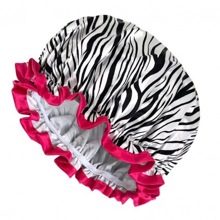 ECARLA czepek ochronny na włosy, do spania ZEBRA Biało czarny KCZ02