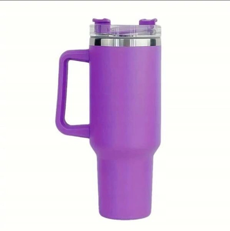 ECARLA kubek termiczny z uchwytem i rurką 1000ml Fioletowy CUP11