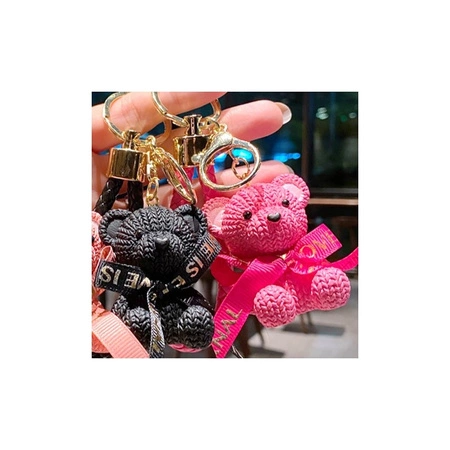 ECARLA brelok do kluczy Miś z kokardką Fuksja BRL351F