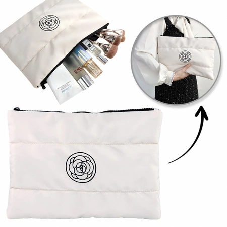 ECARLA kosmetyczka pikowana, wodoodporna 22x31cm Biała KS144B