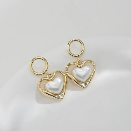 ECARLA kolczyki ze stali szlachetnej platerowanej 14k złotem SERCA KST3341