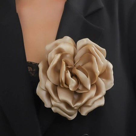 ECARLA broszka ozdobna, efektowna Kwiat 12x12cm Beż BZ187