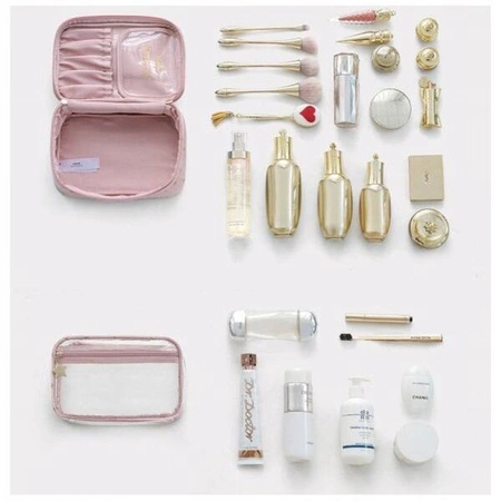 ECARLA kuferek kosmetyczka 2w1 rozkładana, różowa KS97R