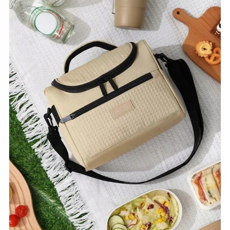 ECARLA torba termiczna piknikowa Lunch Box 25x20,5x16,5cm Beż KP05K