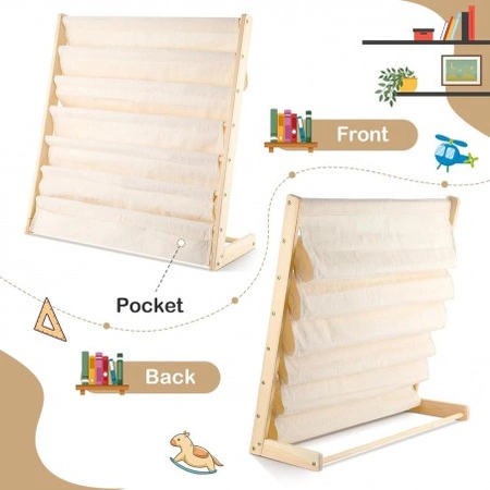 ECARLA regał organizer na książki z kieszonkami 6-poziomowy 79x60cm SZ45