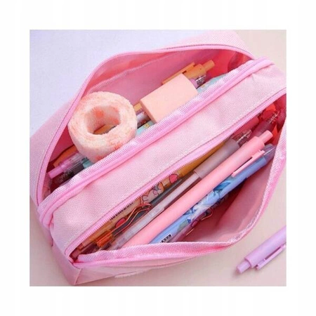 ECARLA piórnik-torebka wielofunkcyjny dwukomorowy z Kotkiem Różowy PR14R