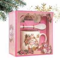 ECARLA kubek świąteczny ze spodkiem i łyżeczką w pudełku KB18WZ2 400ml