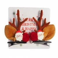 ECARLA spinki do włosów 2szt Różki świąteczne Renifer z Mikołajem SP363