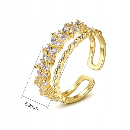 ECARLA pierścionek ze stali chirurgicznej platerowanej złotem PST932