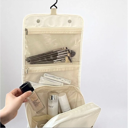 ECARLA kosmetyczka rozkładana z rączką 24x24x3cm Kremowa KS153K