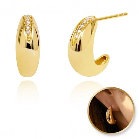 ECARLA kolczyki ze stali szlachetnej platerowanej 14k złotem KST3393