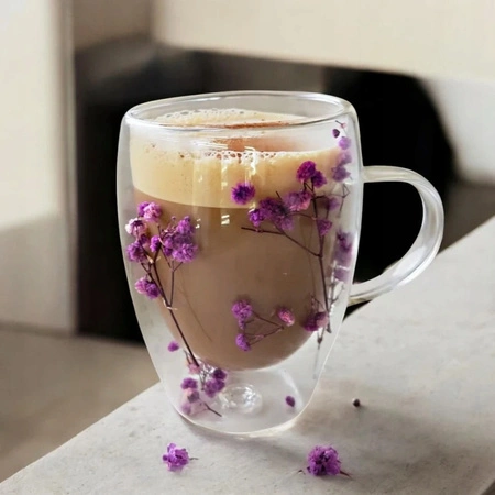 ECARLA szklanka termiczna z podwójnym dnem i kwiatami w środku 300ml SZK93 200ml